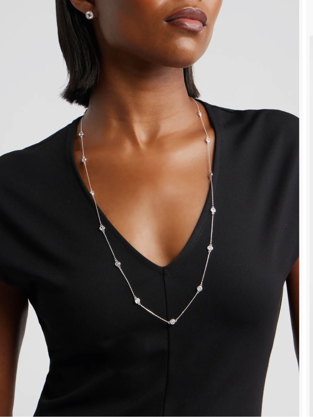 Nordstrom Bezel Cubic Zirconia Station Long Necklace
